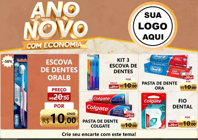 Modelo de Encarte para Encarte A4 Horizontal com o tema Ano Novo Com Economia para Higiene Pessoal