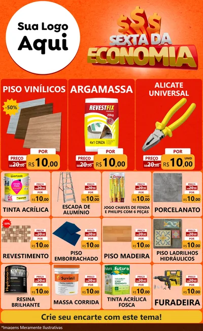 Modelo de Encarte para Encarte Grande com o tema Sexta da Economia para Material para Construção