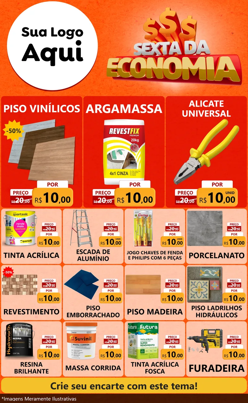 Modelo de Encarte para Encarte Grande com o tema Sexta da Economia para Material para Construção