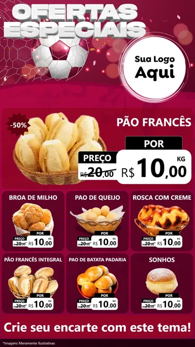 Modelo de Rede Social para Stories com o tema Ofertas Especiais - Futebol para Padaria