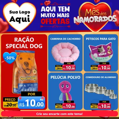Modelo de Rede Social para Feed Facebook com o tema Mês dos Namorados para Pet Shop