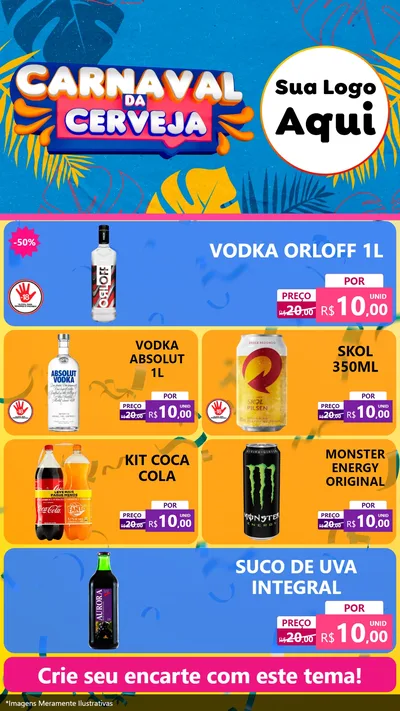 Modelo de TV para TV Vertical com o tema Carnaval da Cerveja para Distribuidora de bebidas