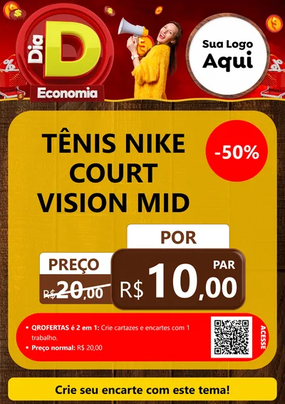 Modelo de Cartaz para Cartaz A4 Vertical com o tema Dia D Economia para Calçados