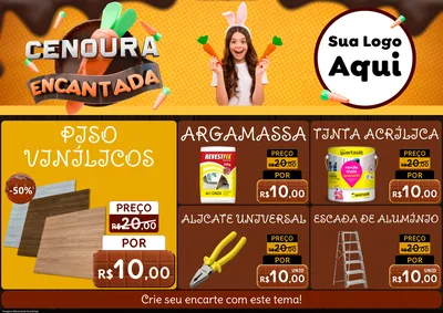 Modelo de Encarte para Encarte A4 Horizontal com o tema Cenoura Encantada - Páscoa para Material para Construção