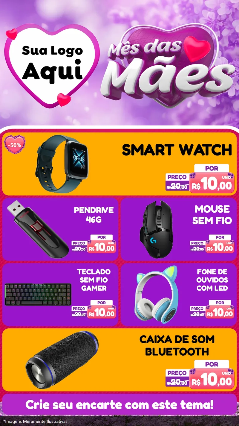 Modelo de TV para TV Vertical com o tema Mês das Mães para Informática