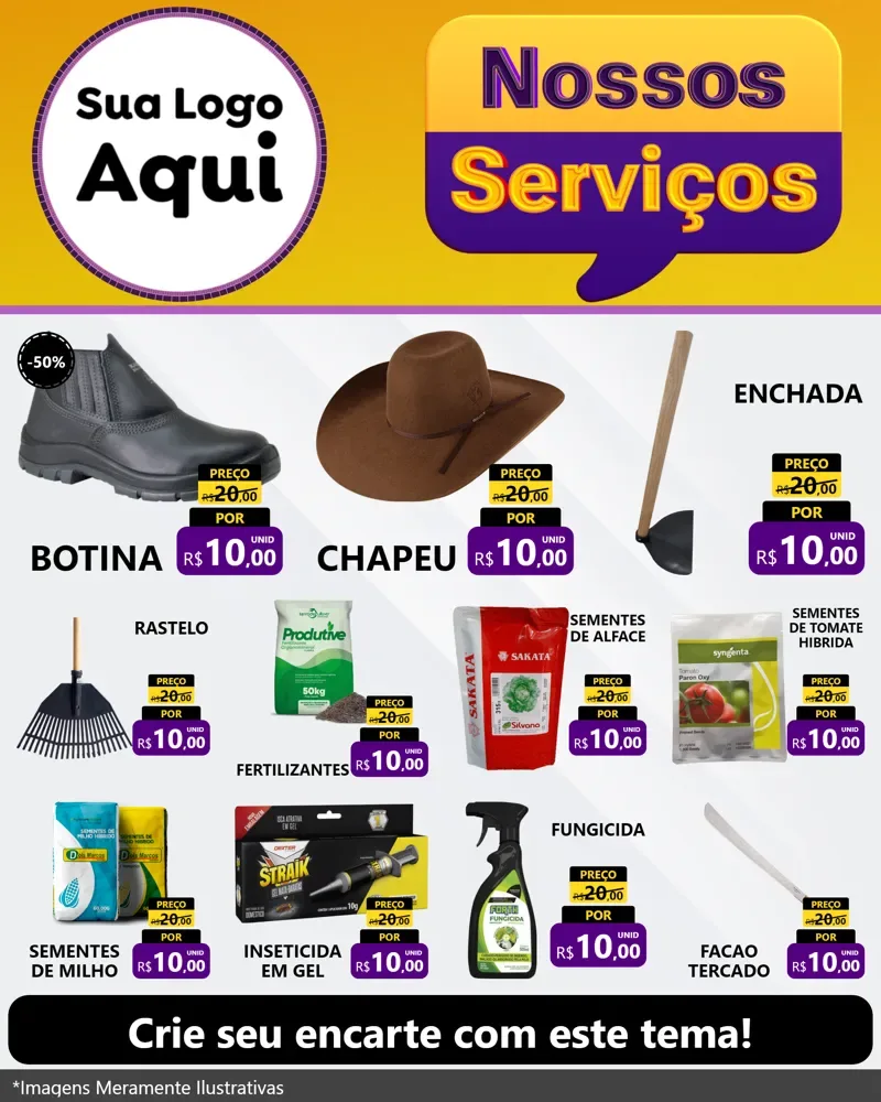 Modelo de Rede Social para Feed Instagram com o tema Nossos Serviços para Agropecuária