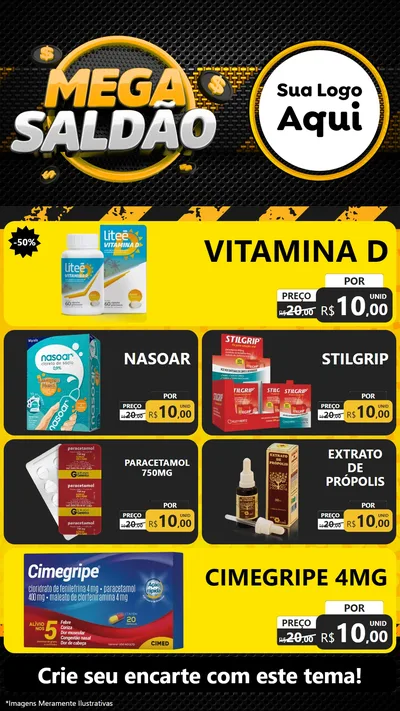 Modelo de TV para TV Vertical com o tema Mega Saldão para Farmácia