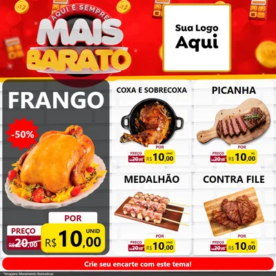 Modelo de Rede Social para Feed Facebook com o tema Mais Barato para Assados