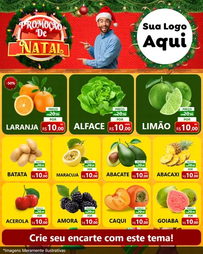 Modelo de Rede Social para Feed Instagram com o tema Promoção de Natal para Hortifrúti