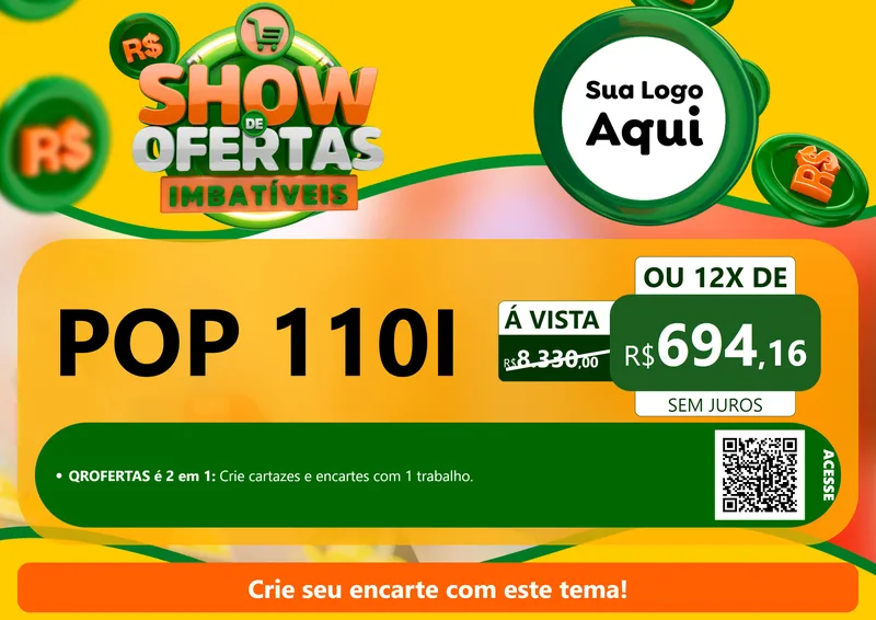 Modelo de Cartaz para Cartaz A4 Horizontal com o tema Show de Ofertas Imbatíveis para Concessionaria de Motos