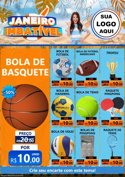 Modelo de Encarte para Encarte A4 Vertical com o tema Janeiro Imbatível para Artigos Esportivos
