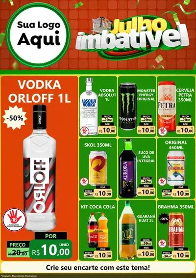 Modelo de Encarte para Encarte A4 Vertical com o tema Julho Imbatível para Distribuidora de bebidas