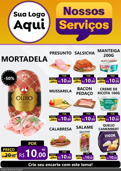 Modelo de Encarte para Encarte A4 Vertical com o tema Nossos Serviços para Frios e Laticínios