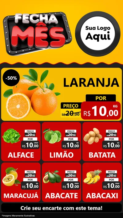 Modelo de Rede Social para Stories com o tema Fecha Mês para Hortifrúti