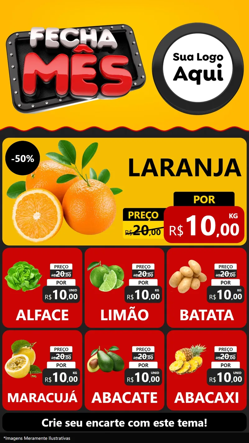 Modelo de Rede Social para Stories com o tema Fecha Mês para Hortifrúti