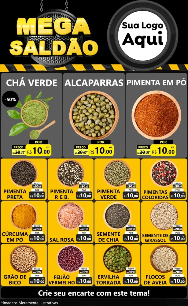 Modelo de Encarte para Encarte Grande com o tema Mega Saldão para Produtos Naturais
