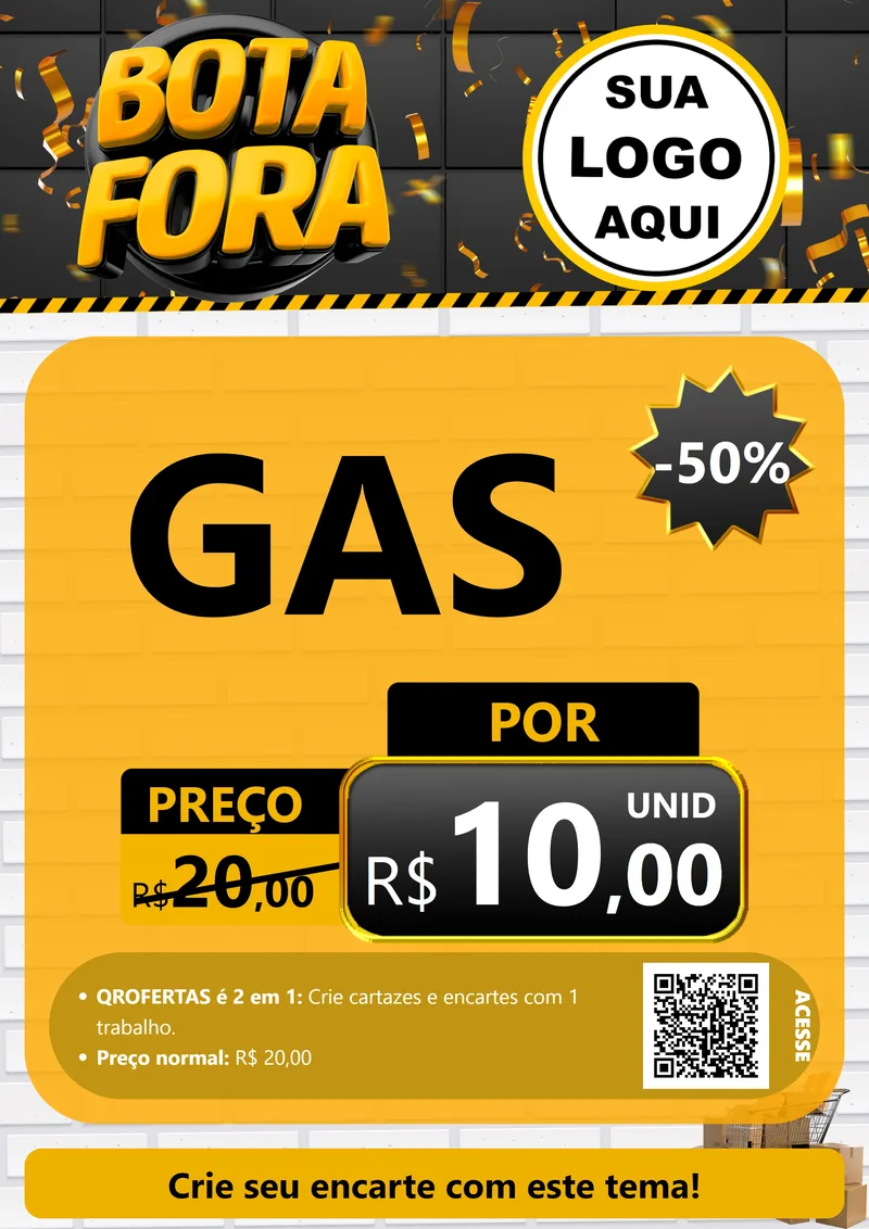 Modelo de Cartaz para Cartaz A4 Vertical com o tema Bota Fora para Água e gás