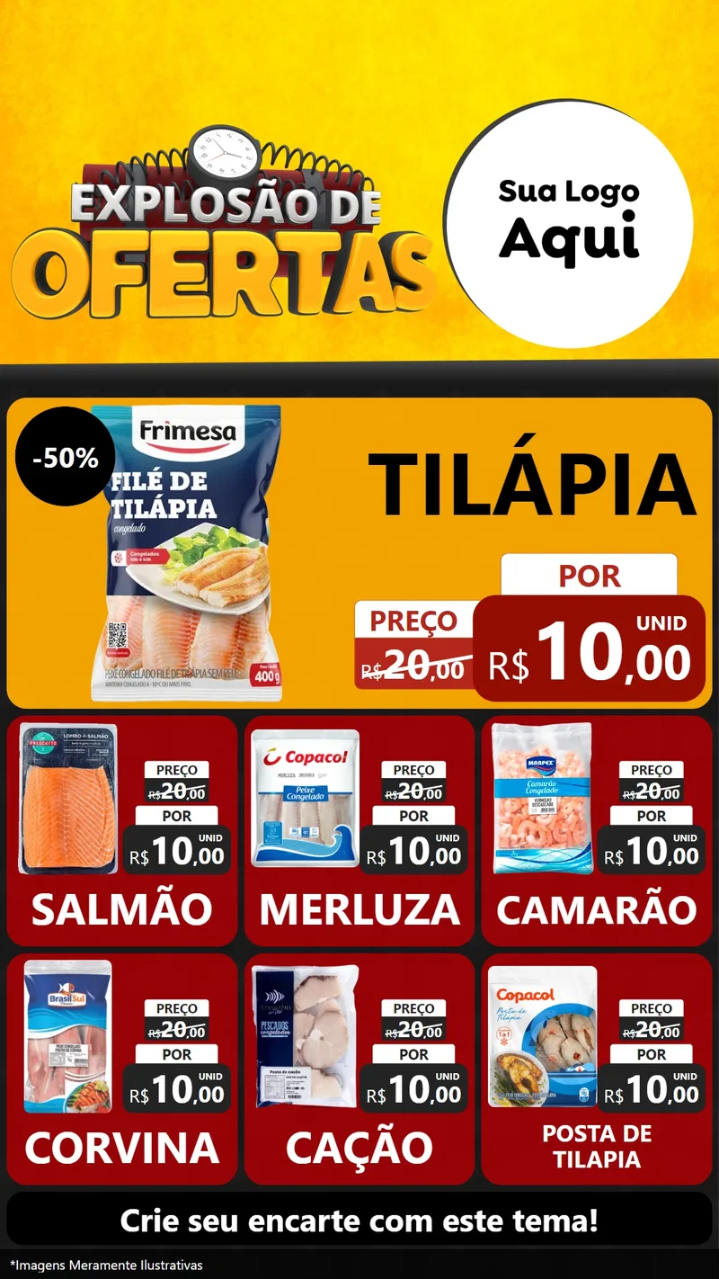 Modelo de Rede Social para Stories com o tema Explosão de Ofertas para Peixaria