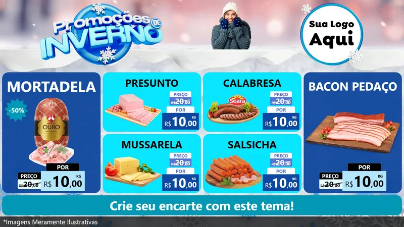 Modelo de TV para TV Horizontal com o tema Promoções de Inverno para Frios e Laticínios