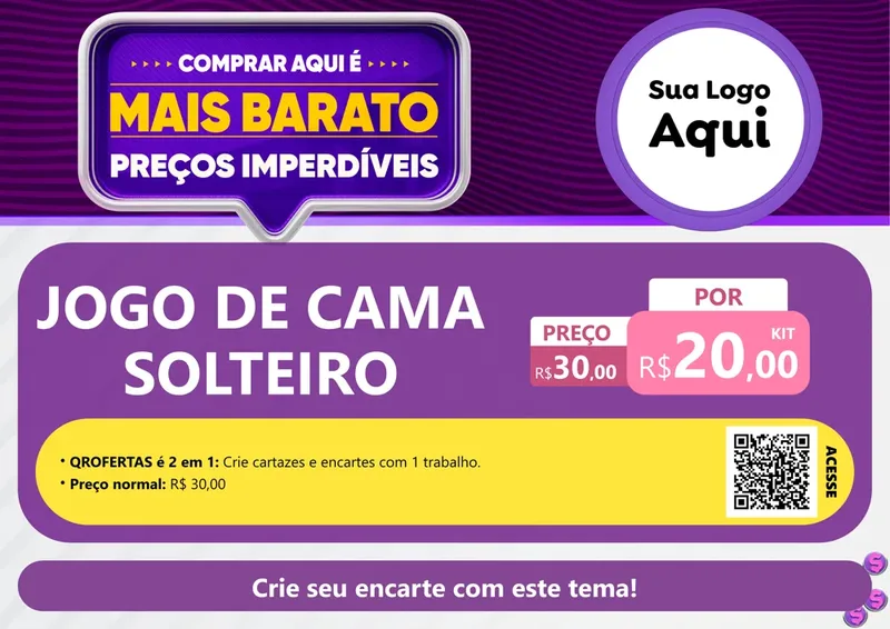 Modelo de Cartaz para Cartaz A4 Horizontal com o tema Mais Barato para Cama, Mesa e Banho