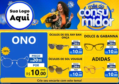 Modelo de Encarte para Encarte A4 Horizontal com o tema Mês do Consumidor para Óticas