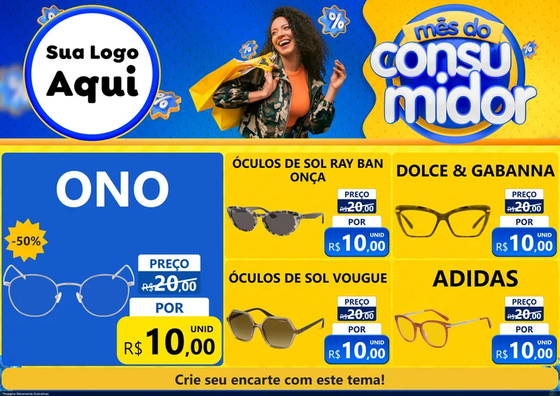 Modelo de Encarte para Encarte A4 Horizontal com o tema Mês do Consumidor para Óticas