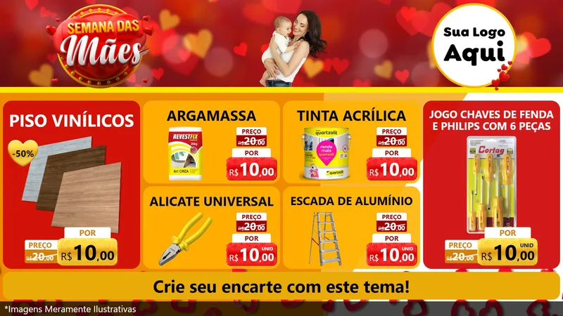 Modelo de TV para TV Horizontal com o tema Semana das Mães para Material para Construção