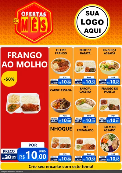Modelo de Encarte para Encarte A4 Vertical com o tema Ofertas do Mês para Restaurante