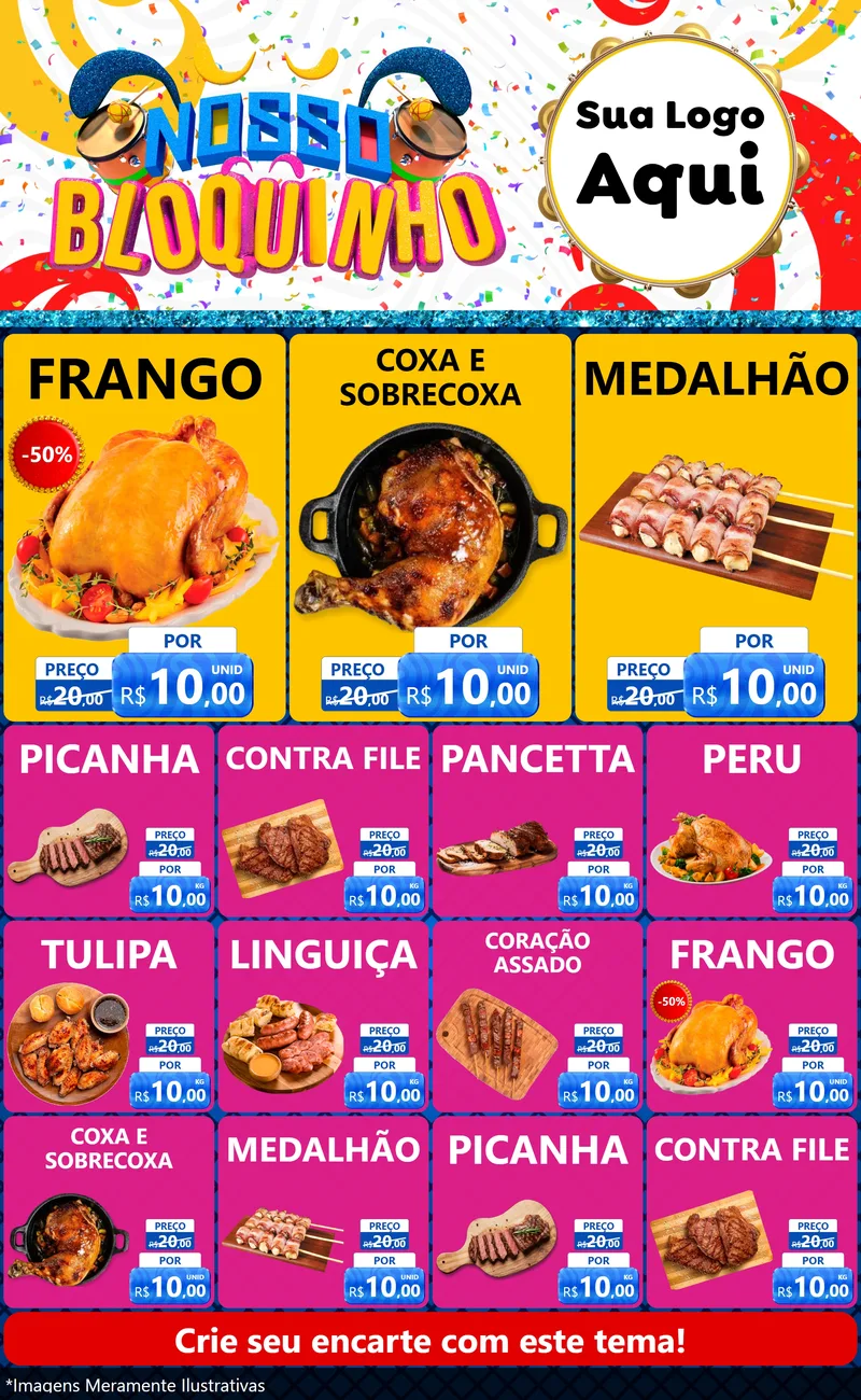 Modelo de Encarte para Encarte Grande com o tema Nosso Bloquinho para Assados