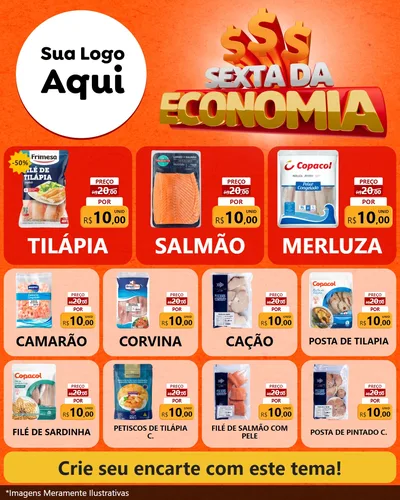 Modelo de Rede Social para Feed Instagram com o tema Sexta da Economia para Peixaria