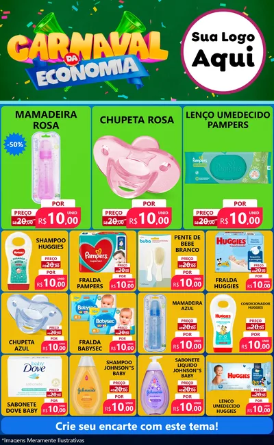 Modelo de Encarte para Encarte Grande com o tema Carnaval da Economia para Bebês