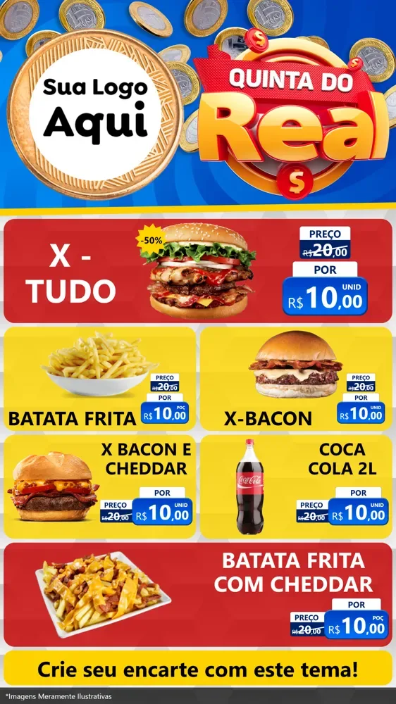 Modelo de TV para TV Vertical com o tema Quinta do Real para Hamburgueria