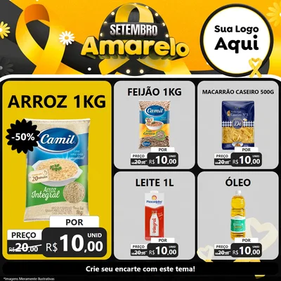 Modelo de Rede Social para Feed Facebook com o tema Setembro Amarelo para Supermercado