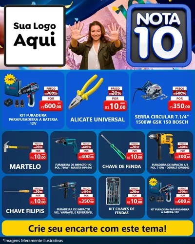 Modelo de Rede Social para Feed Instagram com o tema Nota 10 para Maquinas e Ferramentas