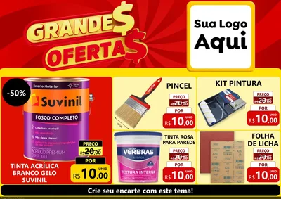 Modelo de Encarte para Encarte A4 Horizontal com o tema Grandes Ofertas para Tintas e Ferramentas