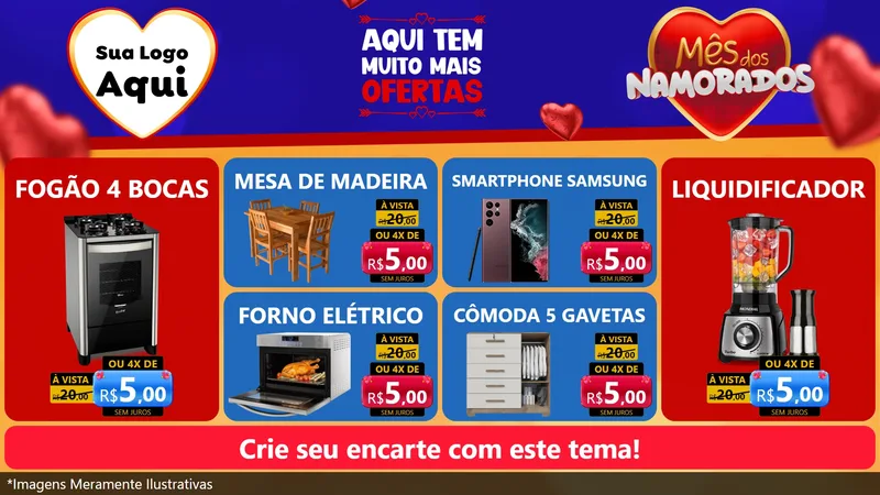 Modelo de TV para TV Horizontal com o tema Mês dos Namorados para Móveis e Eletro