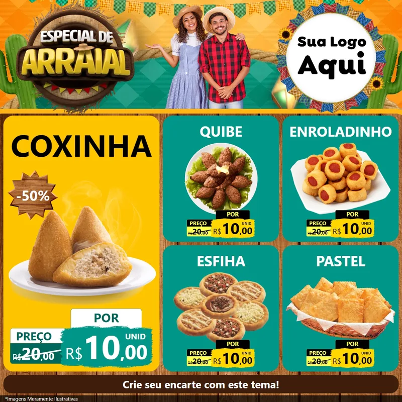 Modelo de Rede Social para Feed Facebook com o tema Especial De Arraial para Salgadaria