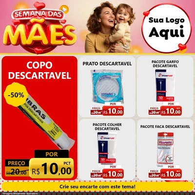 Modelo de Rede Social para Feed Facebook com o tema Semana das Mães para Embalagens