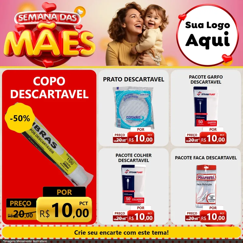 Modelo de Rede Social para Feed Facebook com o tema Semana das Mães para Embalagens