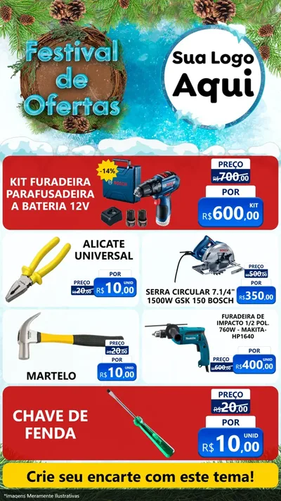 Modelo de TV para TV Vertical com o tema Festival de Ofertas - Inverno para Maquinas e Ferramentas