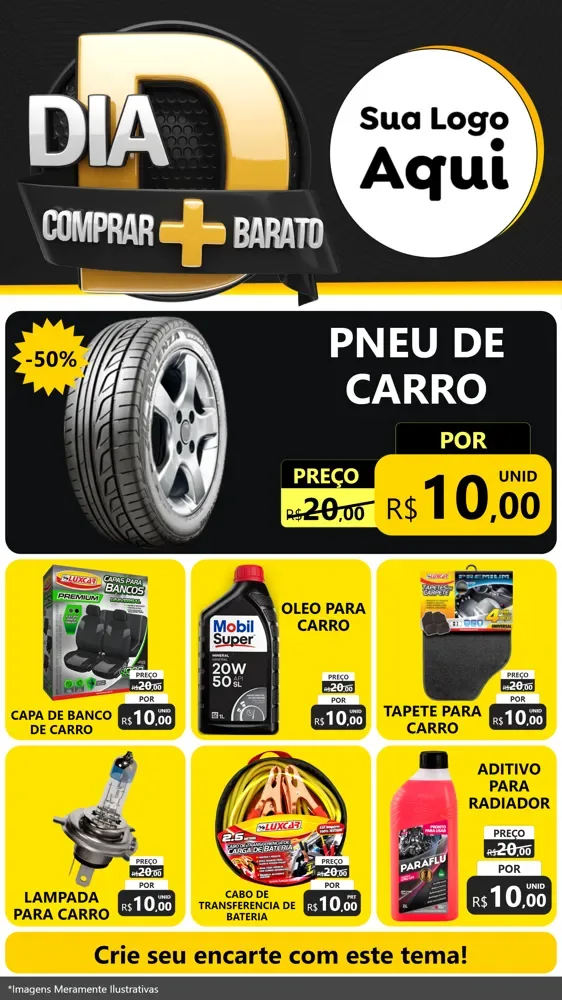 Modelo de Rede Social para Stories com o tema Dia D Mais Economia para Auto peças