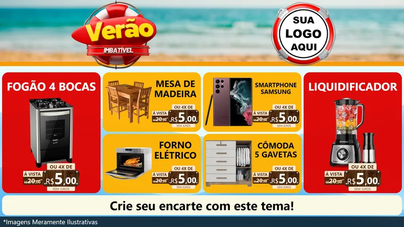 Modelo de TV para TV Horizontal com o tema Verão Imbatível para Móveis e Eletro
