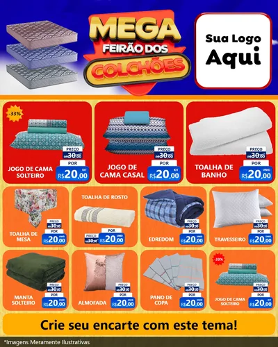 Modelo de Rede Social para Feed Instagram com o tema Mega Feirão dos Colchões para Cama, Mesa e Banho