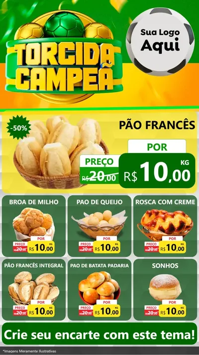 Modelo de Rede Social para Stories com o tema Torcida Campeã - Copa para Padaria