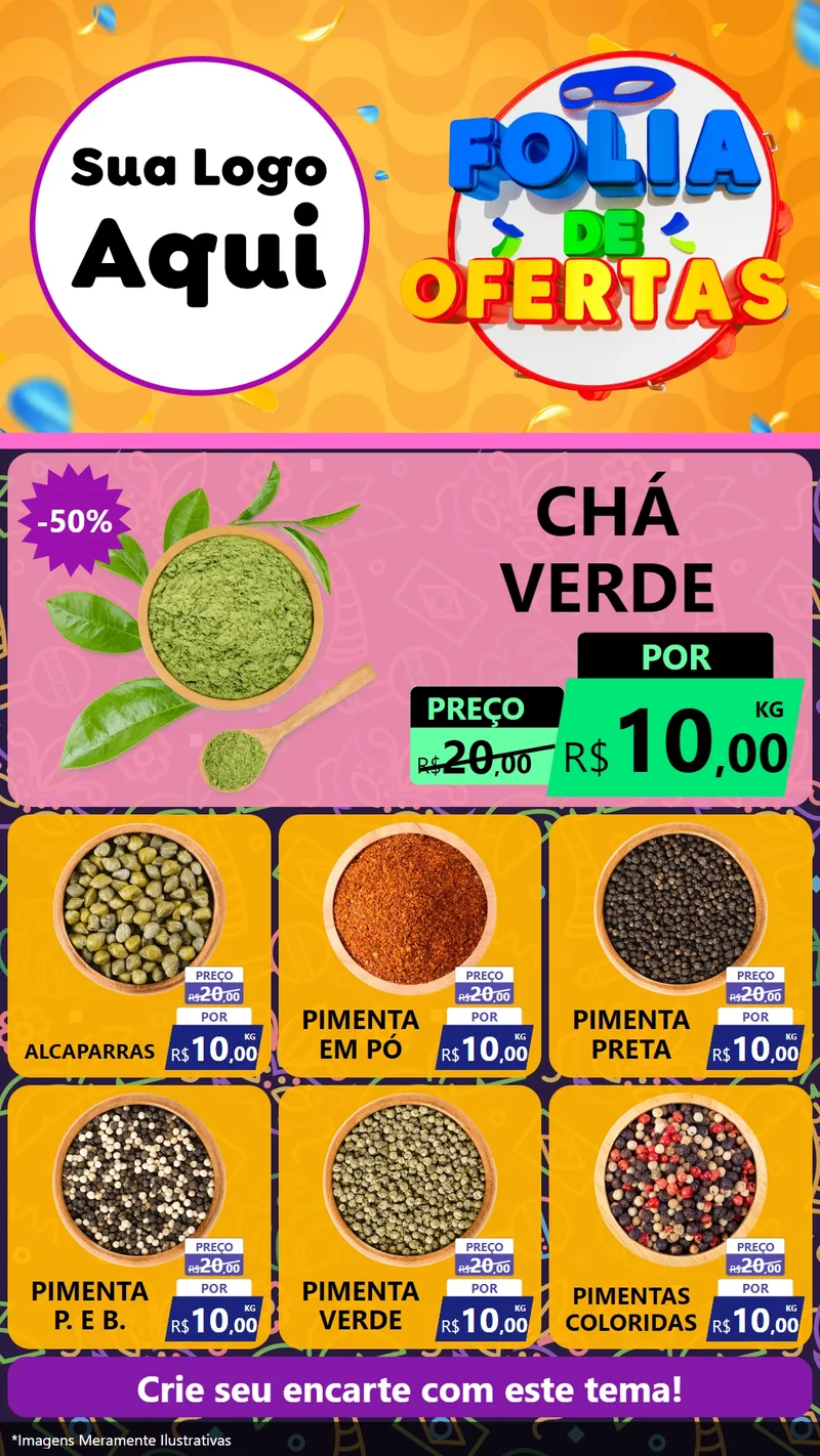 Modelo de Rede Social para Stories com o tema Folia de Ofertas para Produtos Naturais