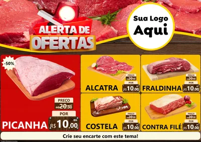 Modelo de Encarte para Encarte A4 Horizontal com o tema Alerta de Ofertas para Açougue