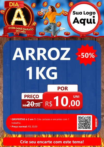 Modelo de Cartaz para Cartaz A4 Vertical com o tema Dia A - O Dia Mais Barato Do Mês para Supermercado