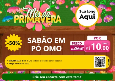 Modelo de Cartaz para Cartaz A4 Horizontal com o tema Mês da Primavera para Produtos de Limpeza