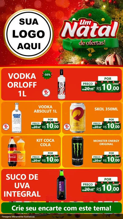 Modelo de TV para TV Vertical com o tema Um Natal de Ofertas para Distribuidora de bebidas