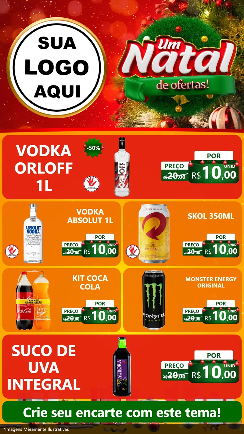 Modelo de TV para TV Vertical com o tema Um Natal de Ofertas para Distribuidora de bebidas
